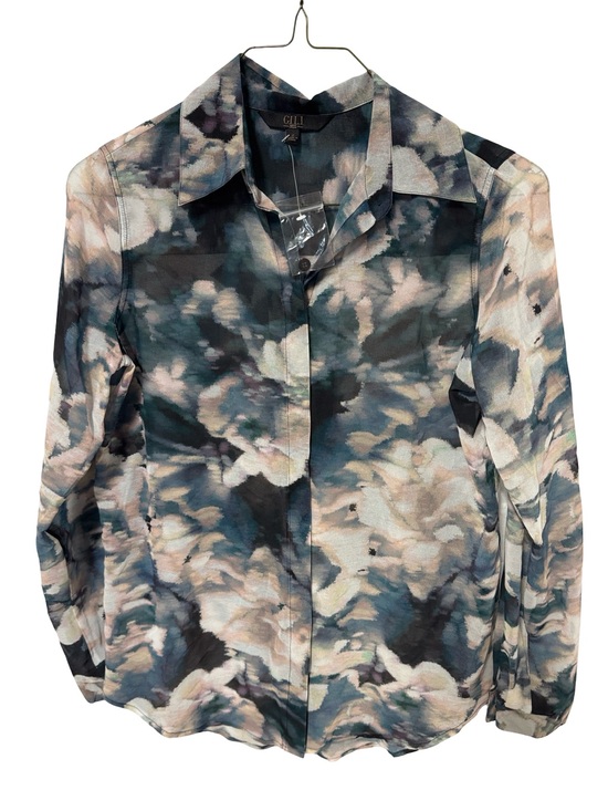 G.I.L.I. Tops - G.I.L.I. Floral Wash Button-Down Blouse in Blue, White, Black